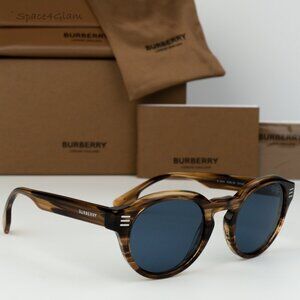 BRAND NEW Burberry BE4404 409680 Brown Dark Blue Oval Unisex Sunglasses BE 4404